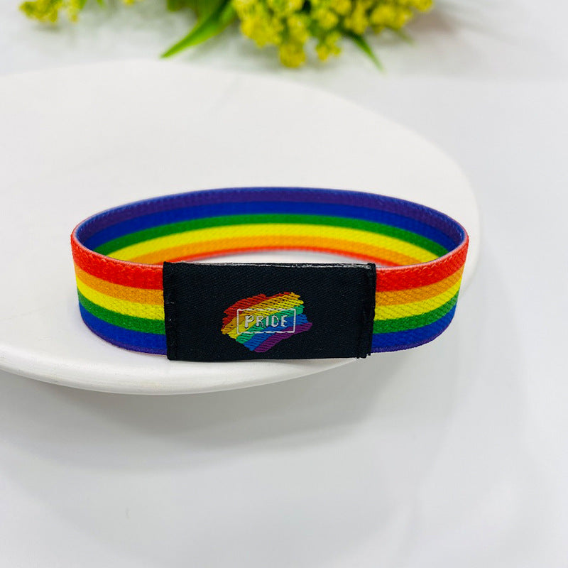 Wholesale LGBT Rainbow Elastic Band Six Color Bracelets ACC-BT-Guangg002