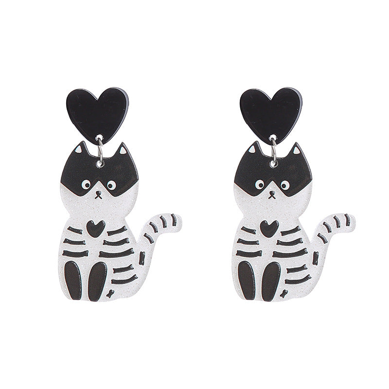 Wholesale  Pumpkin Cat Skull Funny Exaggerated Acrylic Halloween Earrings