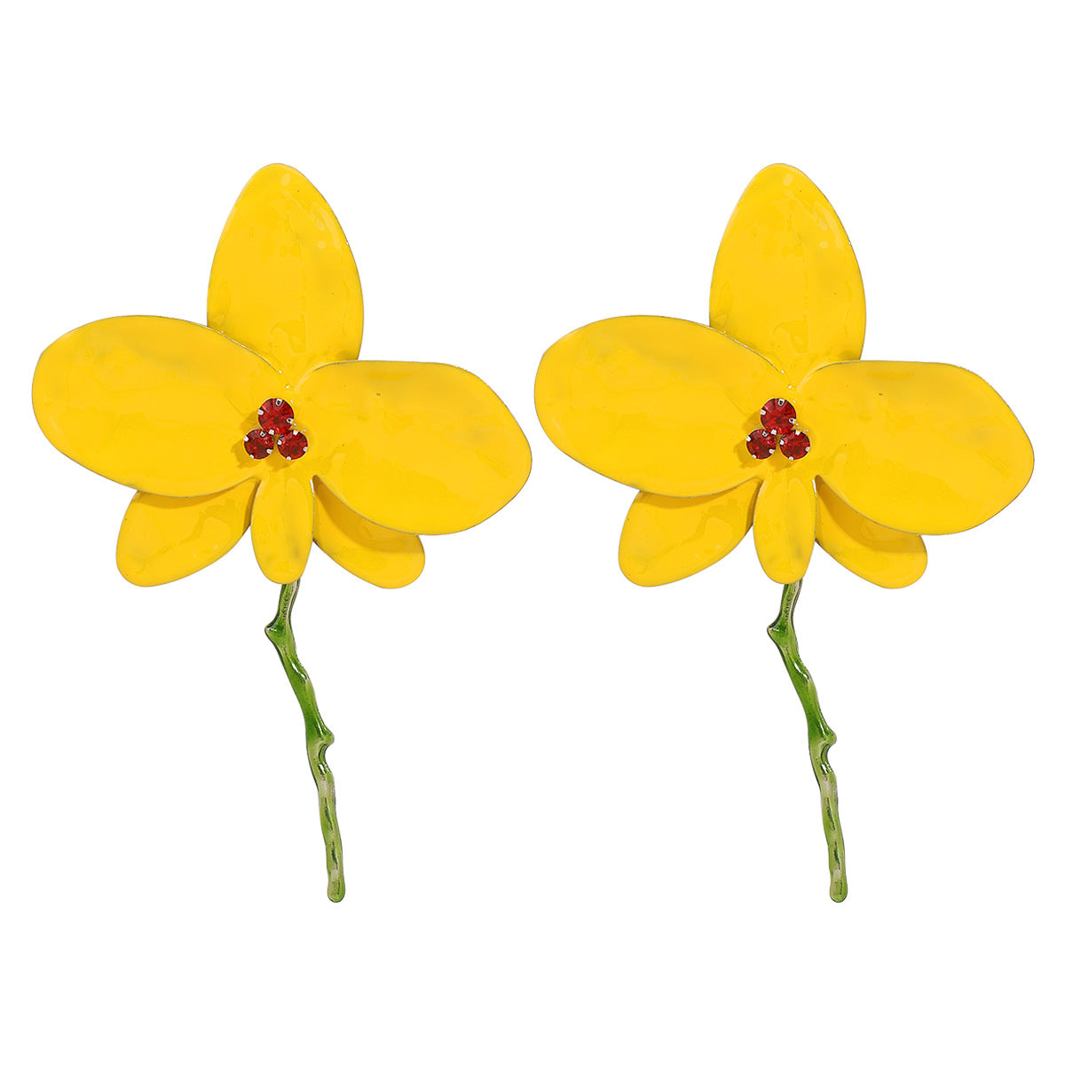 Wholesale enamel petal earrings exaggerated oil drop metal earrings for women