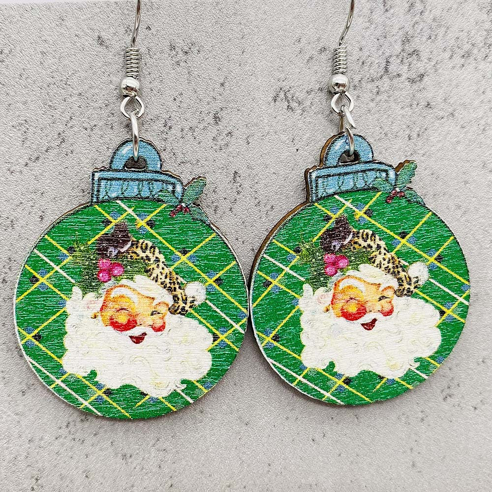 Wholesale  Christmas Earrings Baseball Wooden Earrings