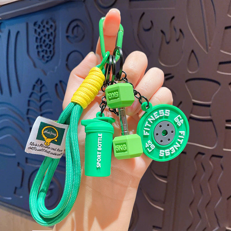 Wholesale Creative sports barbell keychains