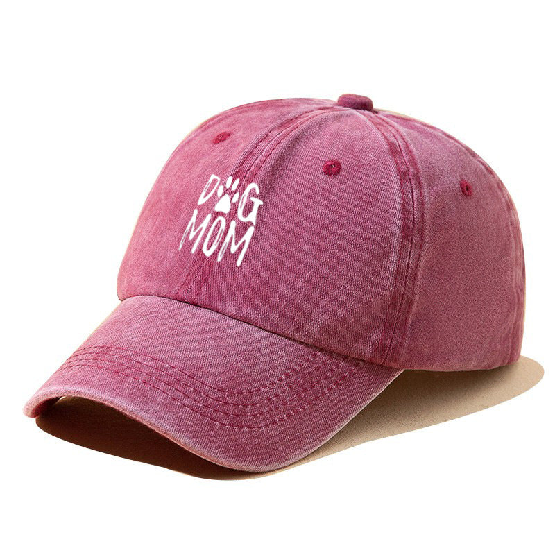Wholesale Distressed Washed DOG MOM Printed Cotton Baseball Cap Hat Mother's Day ACC-HT-BenDe006