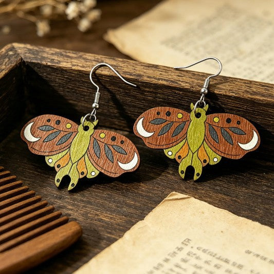 Wholesale Wooden Butterfly Earrings Colorful Printed Bohemian Retro Style Fashion Jewelry Accessory For Party Wear Gift And Boutique Resale