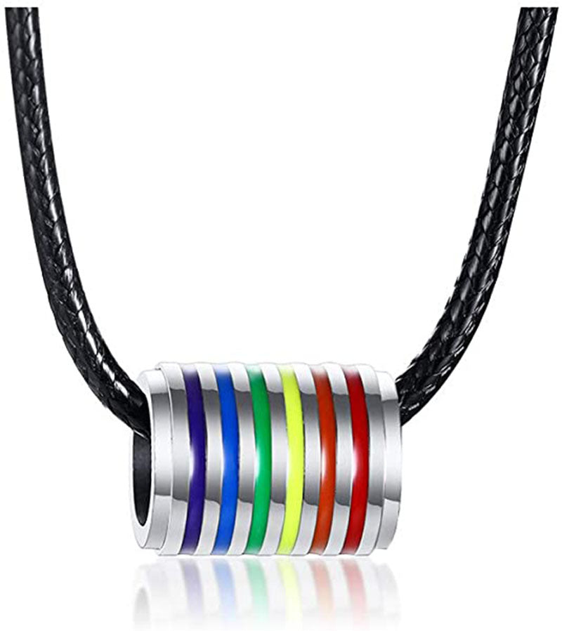 Wholesale Stainless Steel Colored Cylindrical Roller LGBT
 Titanium Steel Necklace