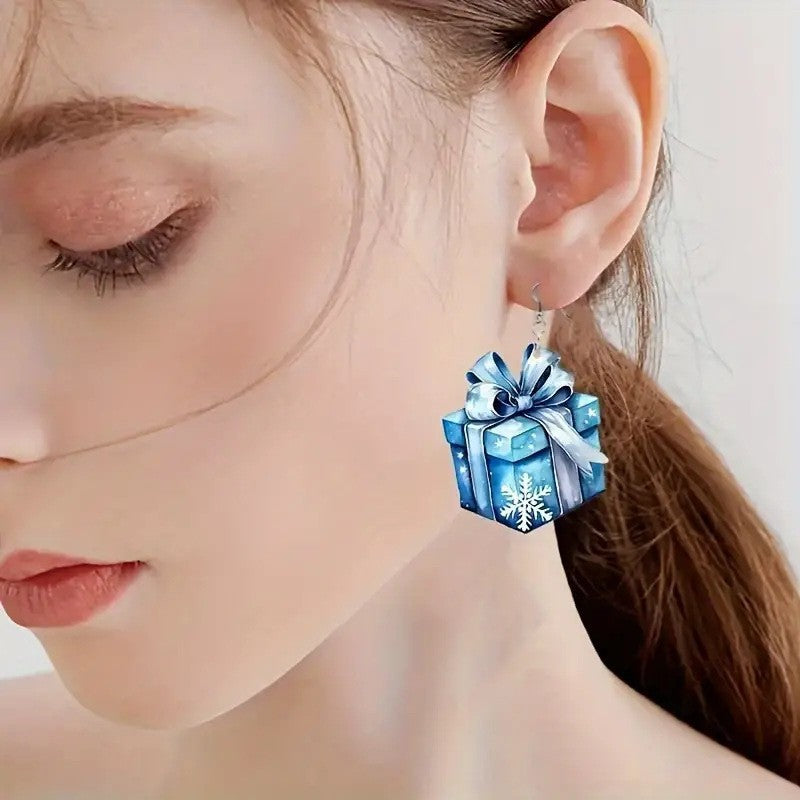Wholesale Christmas pattern acrylic vintage earrings
