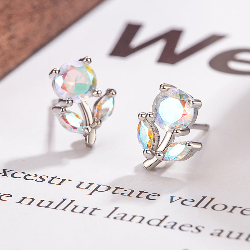 Wholesale  Colorful Zircon Flower Earrings