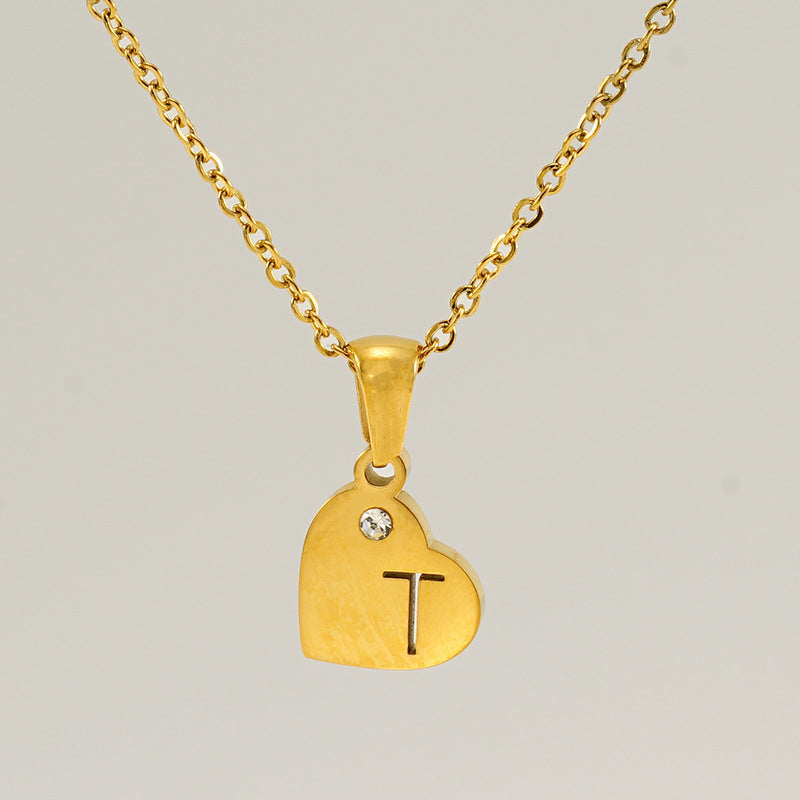 Wholesale Diamond Heart Letter Necklace ACC-NE-ZhongYao005