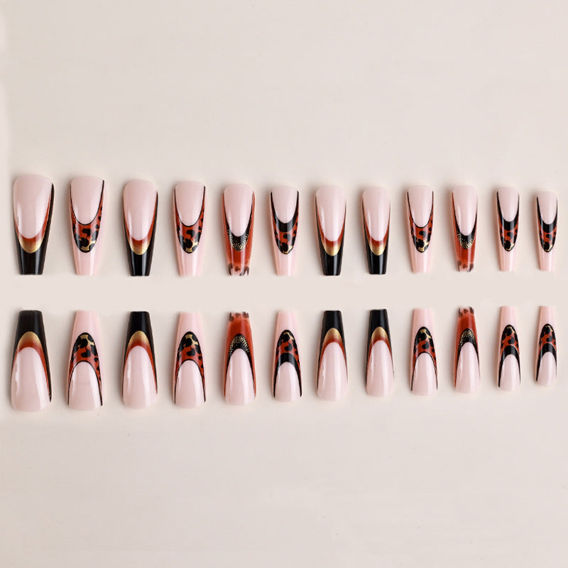 Wholesale Plastic Press on Nails Kits Leopard Print Nail Enhancement ACC-NS-MeiSu004