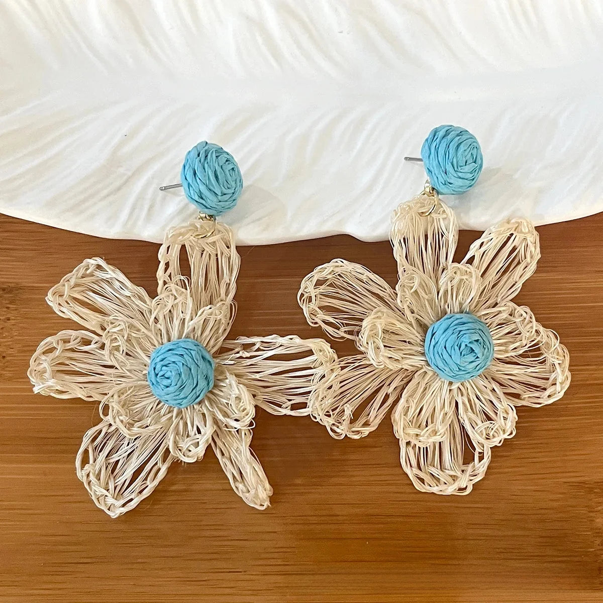 Wholesale Bohemian Handmade Woven Flower Earrings