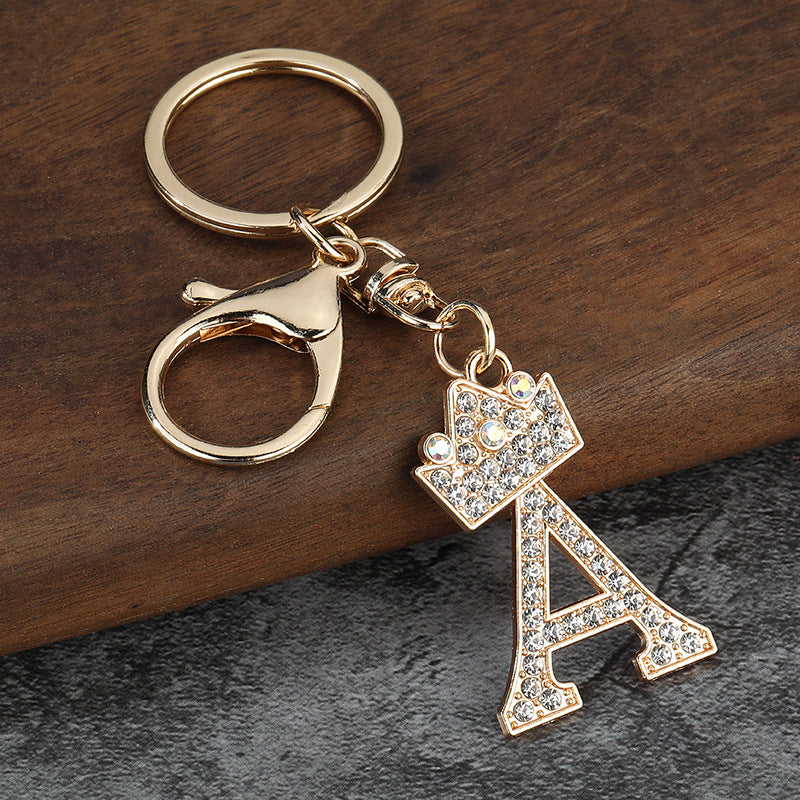 Wholesale Zinc alloy flash drill letter keychain