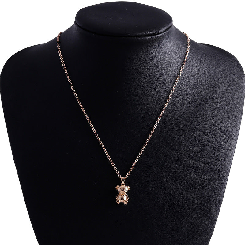 Wholesale Metal Bear Cute Cartoon Short Pendant Clavicle Necklace ACC-NE-YueSen011