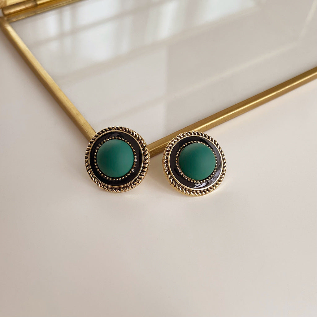 Wholesale vintage oil-dropped medieval style Pearl Earrings