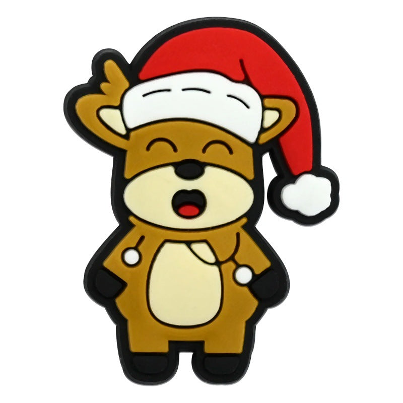 Wholesale  Random 100pcs Christmas animal-themed PVC Soft Rubber Shoe Buckle Decoration