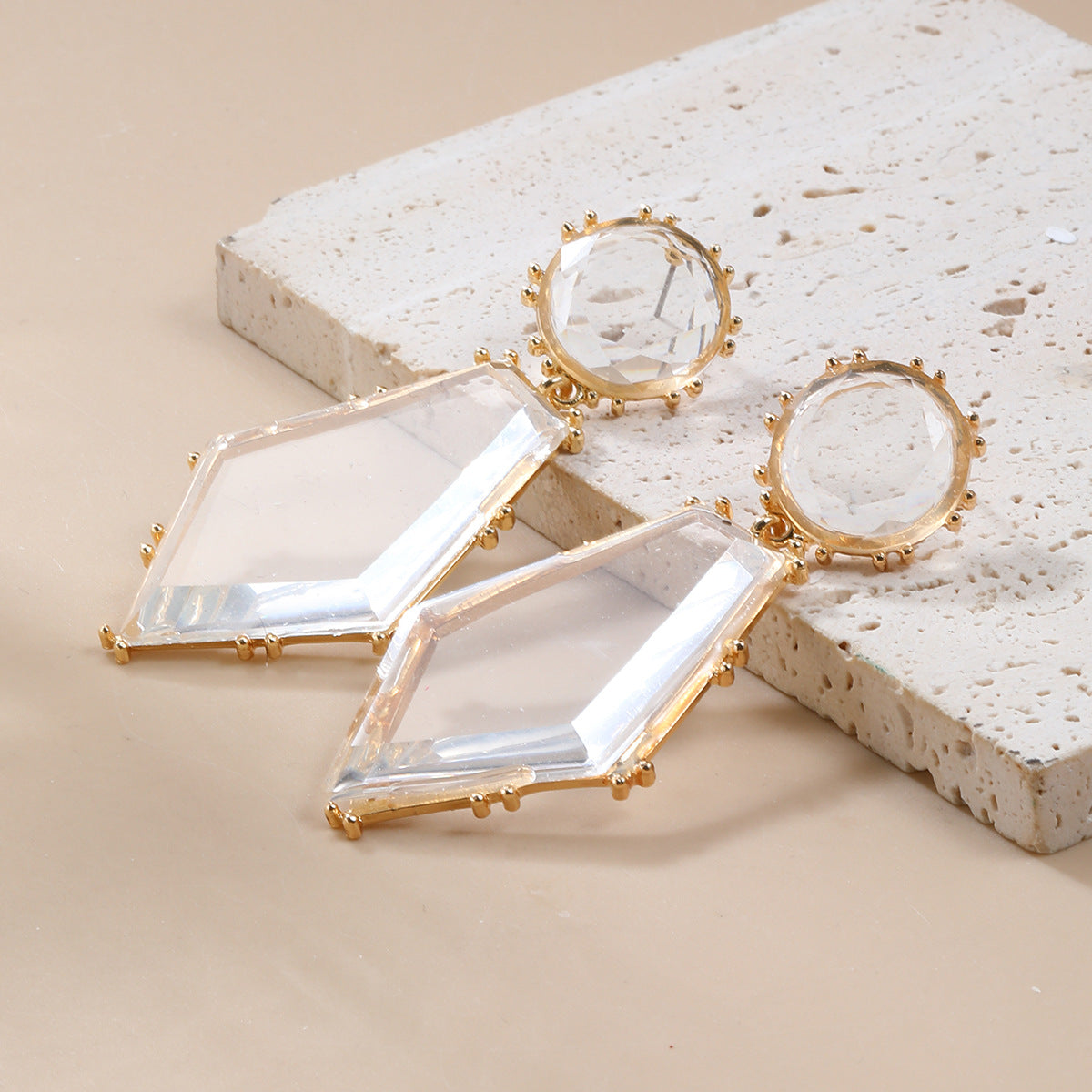 Wholesale Acetic Acid Board Earrings Exaggerated Earrings Round Hexagonal Board Earrings Bohemian Style Jewelry ACC-ES-JL003