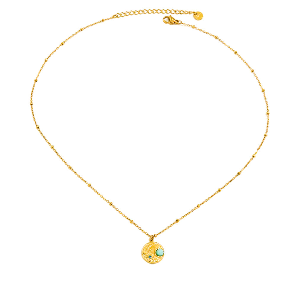 Wholesale Stainless Steel Amazonite Star Pendant Necklaces