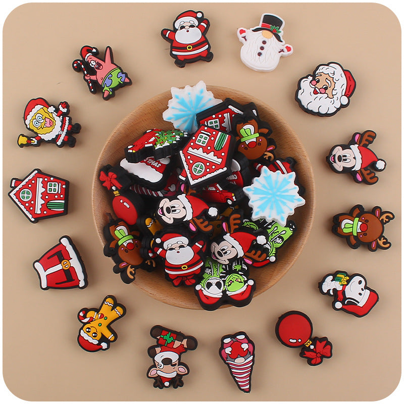 Wholesale 10pcs Cartoon Christmas Santa Claus Silicone Beads Focal Beads DIY Accessories  ACC-BDS-GuangTian050