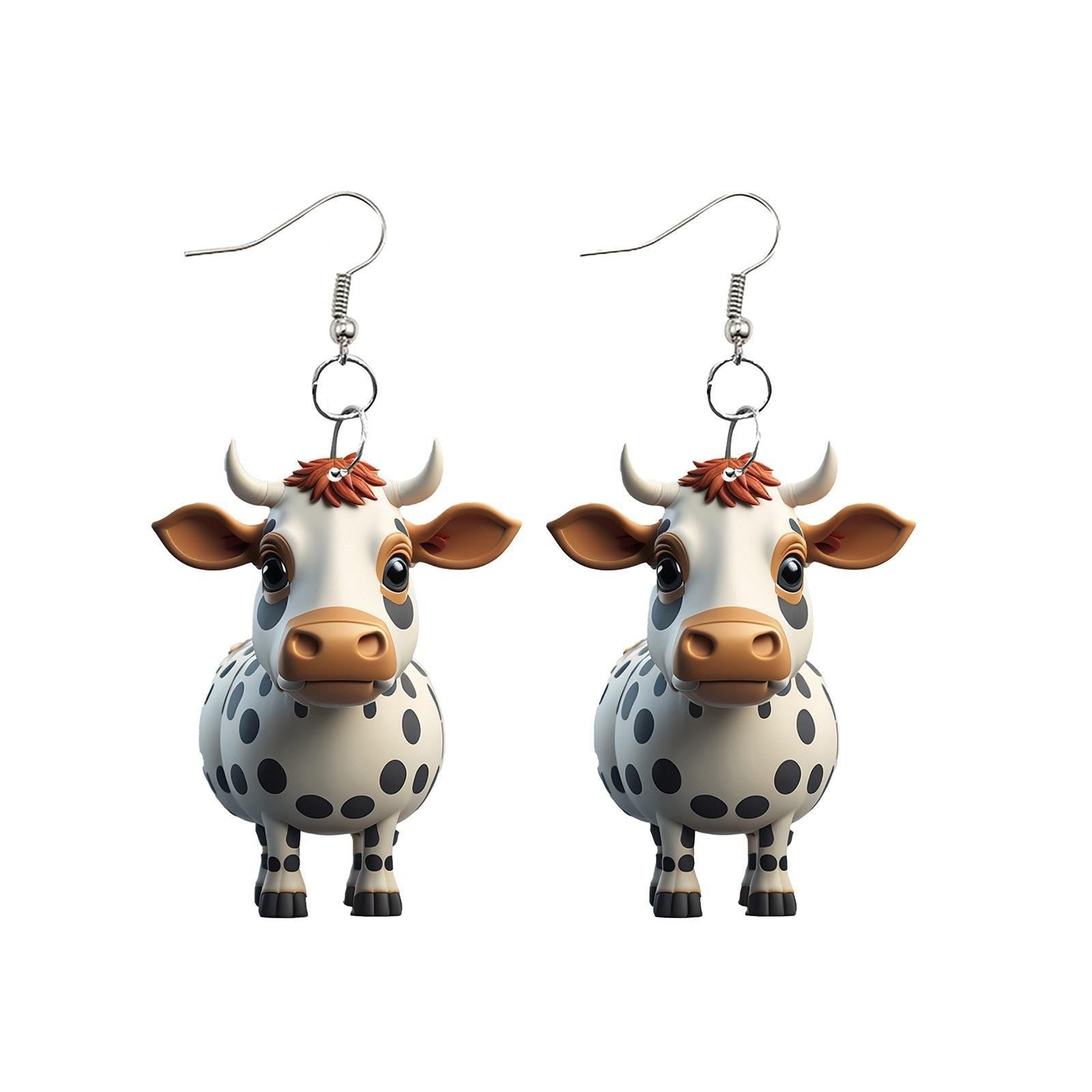 Wholesale Cartoon Colorful Cow Flat Acrylic Earrings ACC-ES-YuanJi002