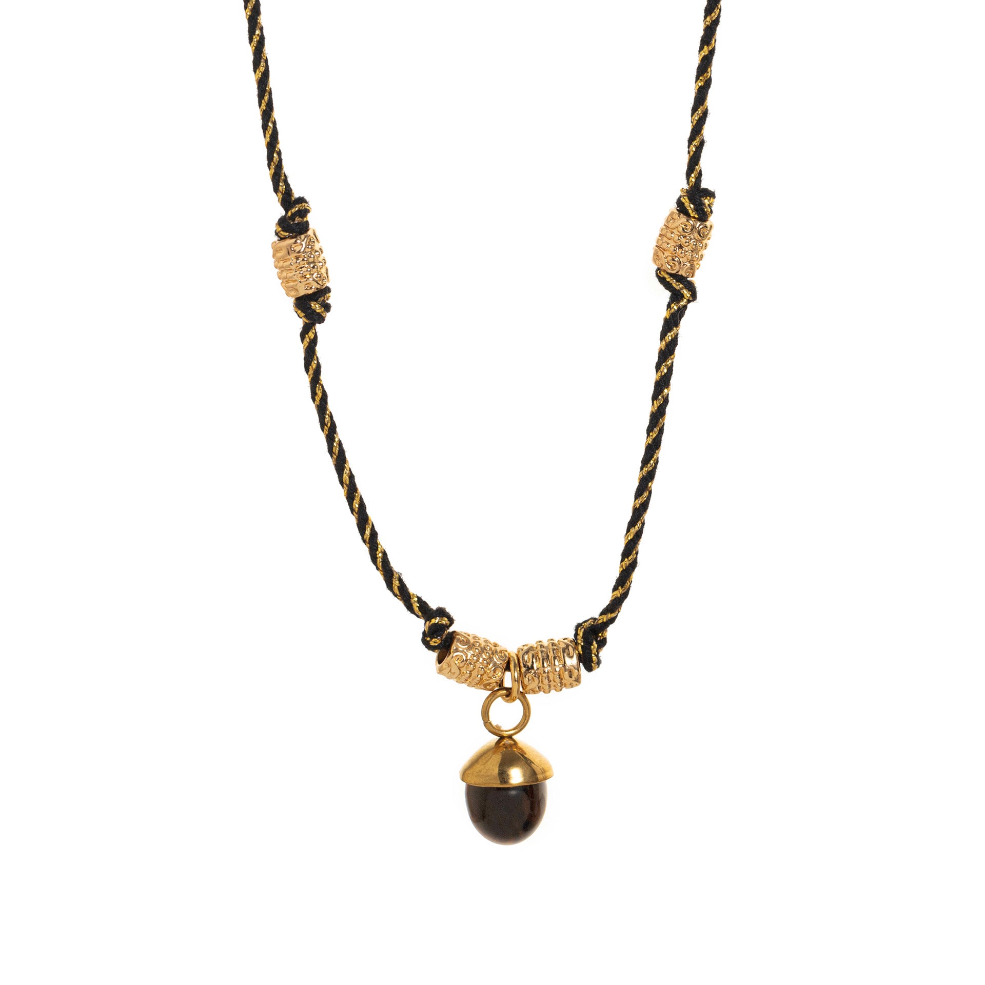 Wholesale Titanium Steel Necklace Half Circle Natural Stone Acorn Pine Cone Pendant