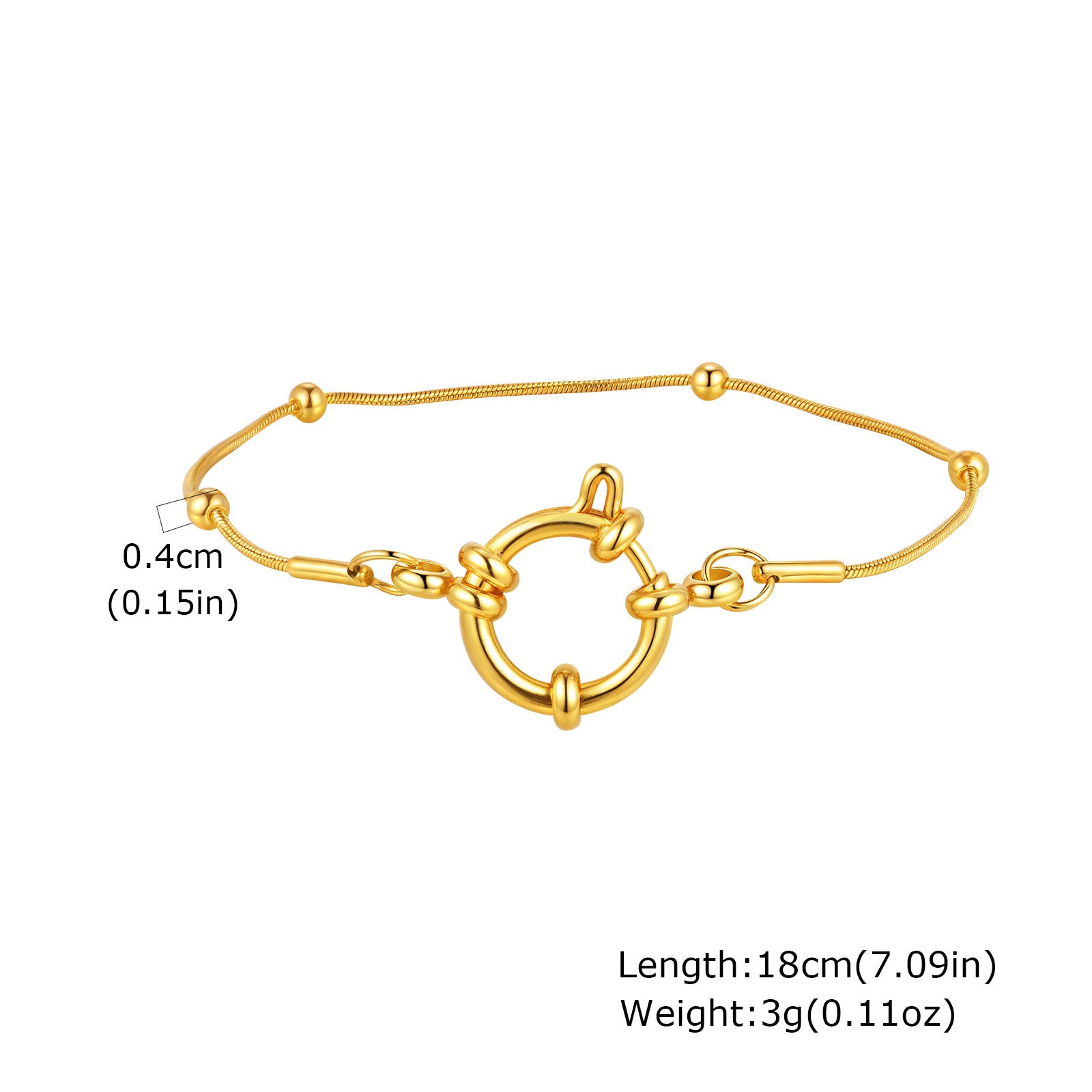 Wholesale Gold Tone Stainless Steel Twisted Chain Beaded Bracelet Stylish Fashion Jewelry Accessory For Women