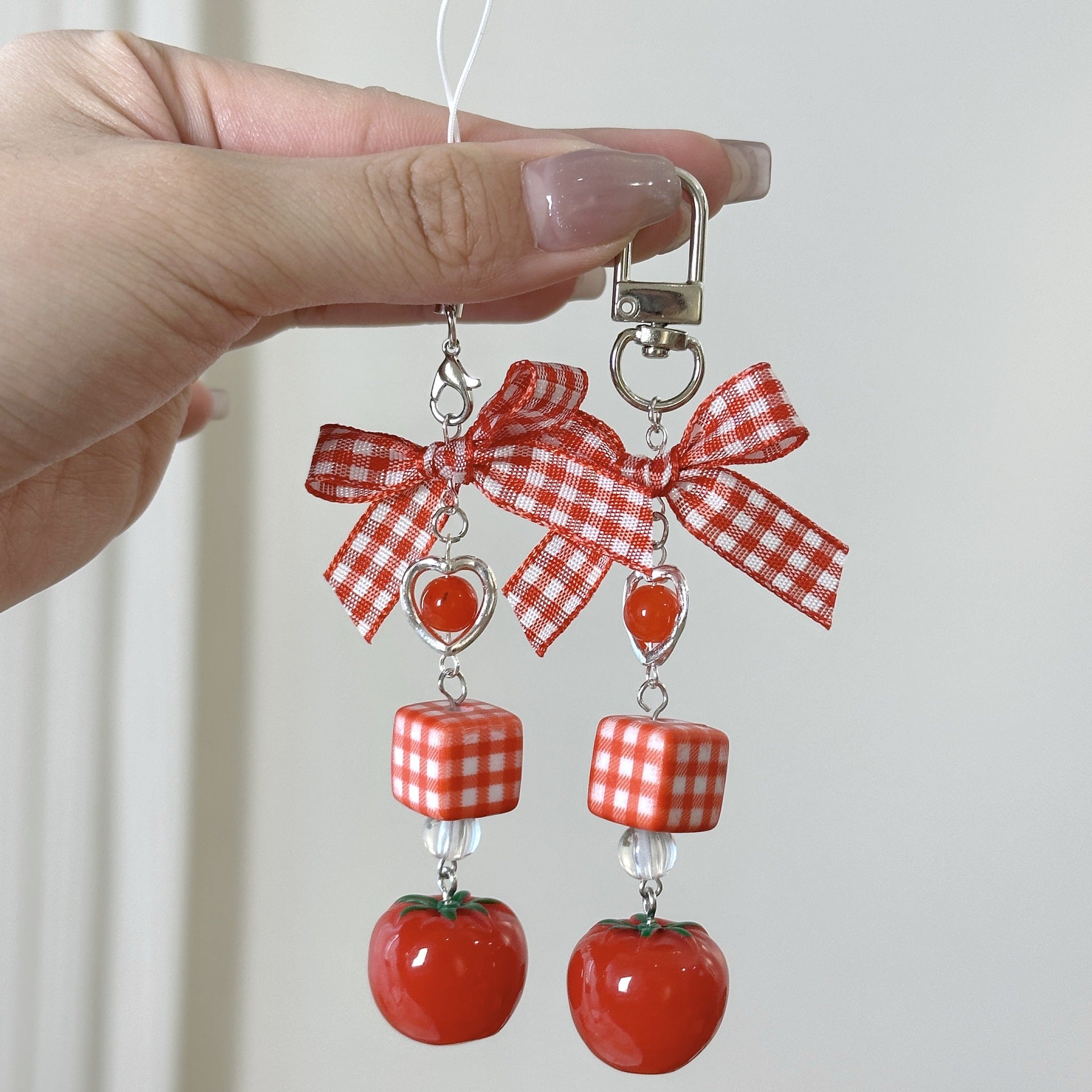 Wholesale  Strawberry Bow Beaded Keychains