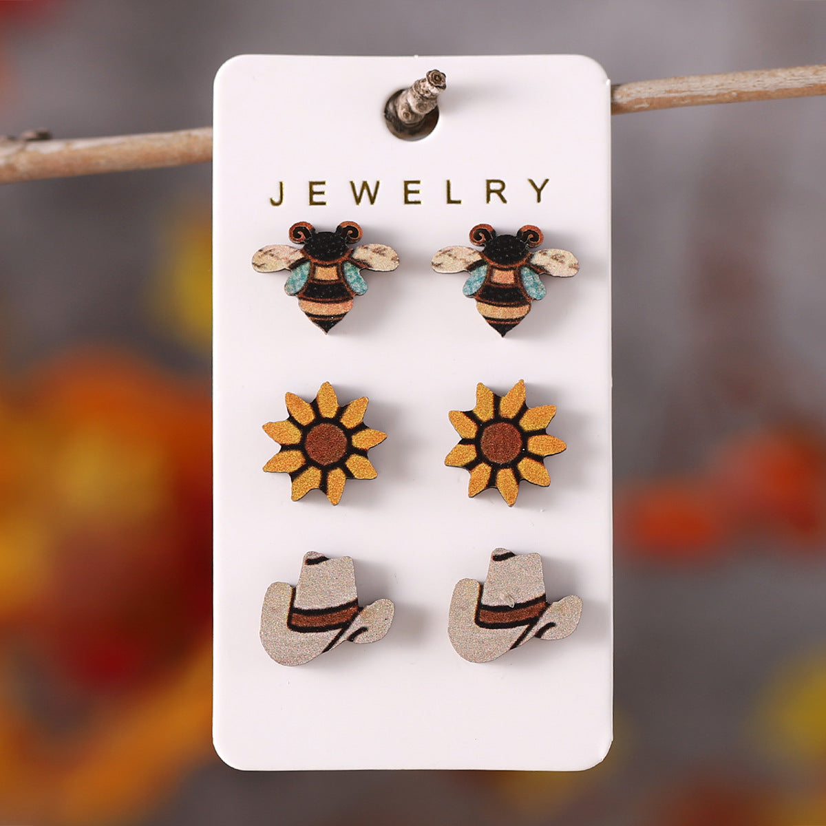Wholesale Western Ethnic Style Bull Head Boots Earrings Set Wooden Earrings ACC-ES-ChuLian103