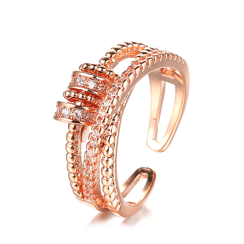 Wholesale Fashion Rings Double Layer Zircon Open Index Finger Ring Adjustable Rings ACC-RS-KLE001
