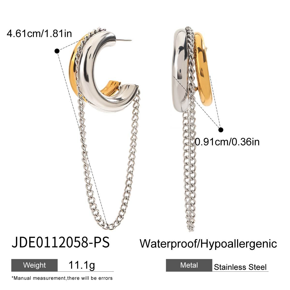 Wholesale 18K gold stainless steel gold and silver color matching tassel line earrings