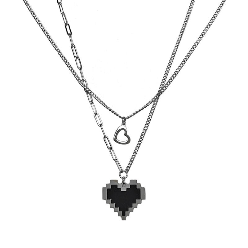 Wholesale Luxury Marble Heart Double Layer Necklace