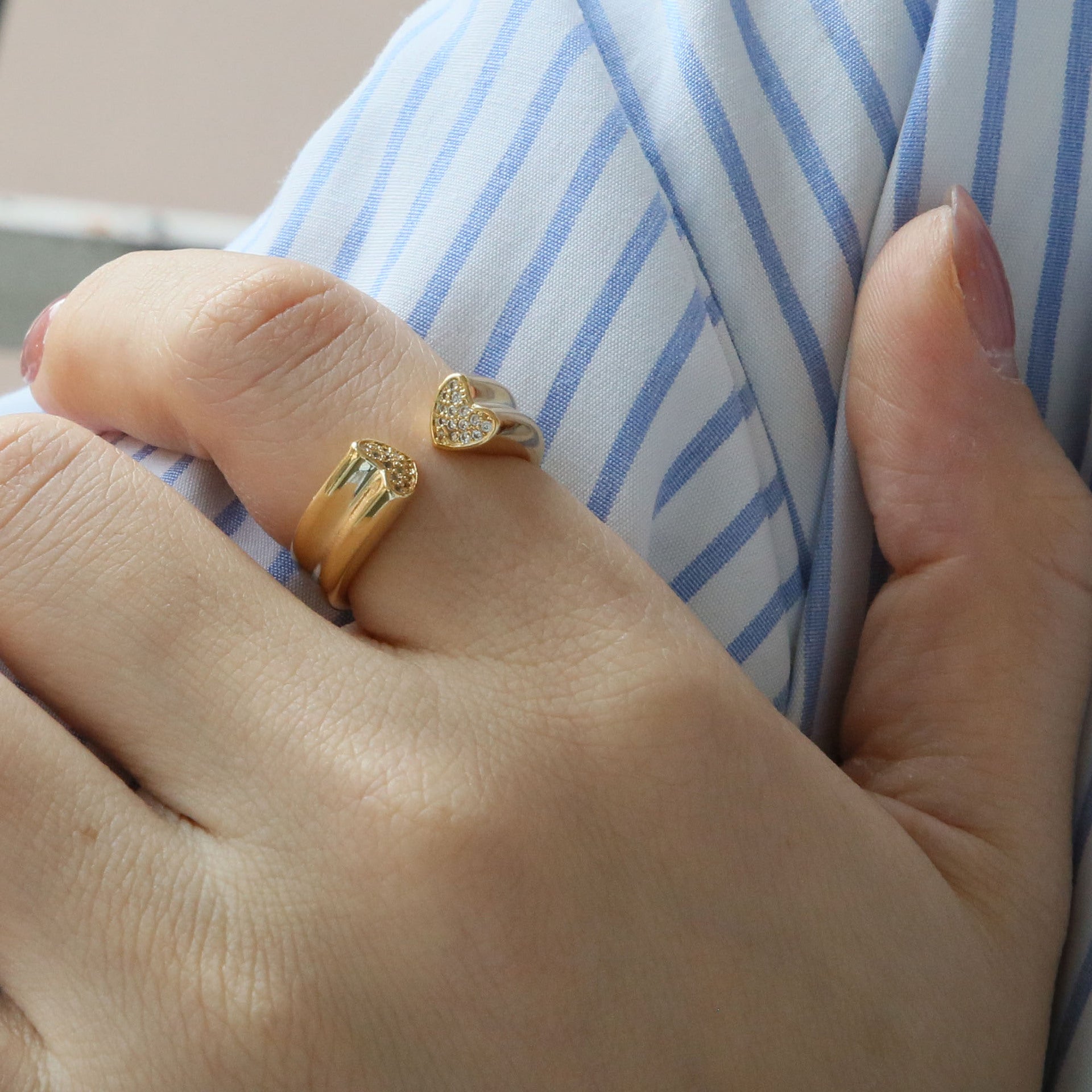 Wholesale  18k Gold Brass Heart Heart-shaped Love Ring