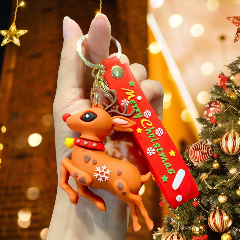 Portachiavi creativo all'ingrosso di Natale con ciondolo carino per zainetto per auto