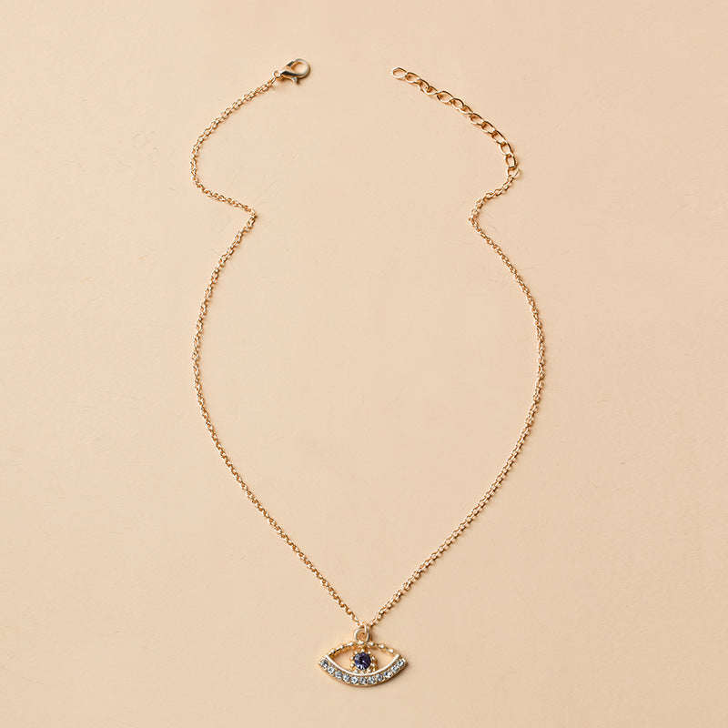Wholesale Evil Eye Pendant Necklace For Women Purple Alloy Long Sweater Chain Chic Jewelry Gift