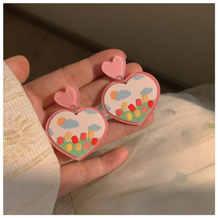 Wholesale Tulip Cute Acrylic Earrings