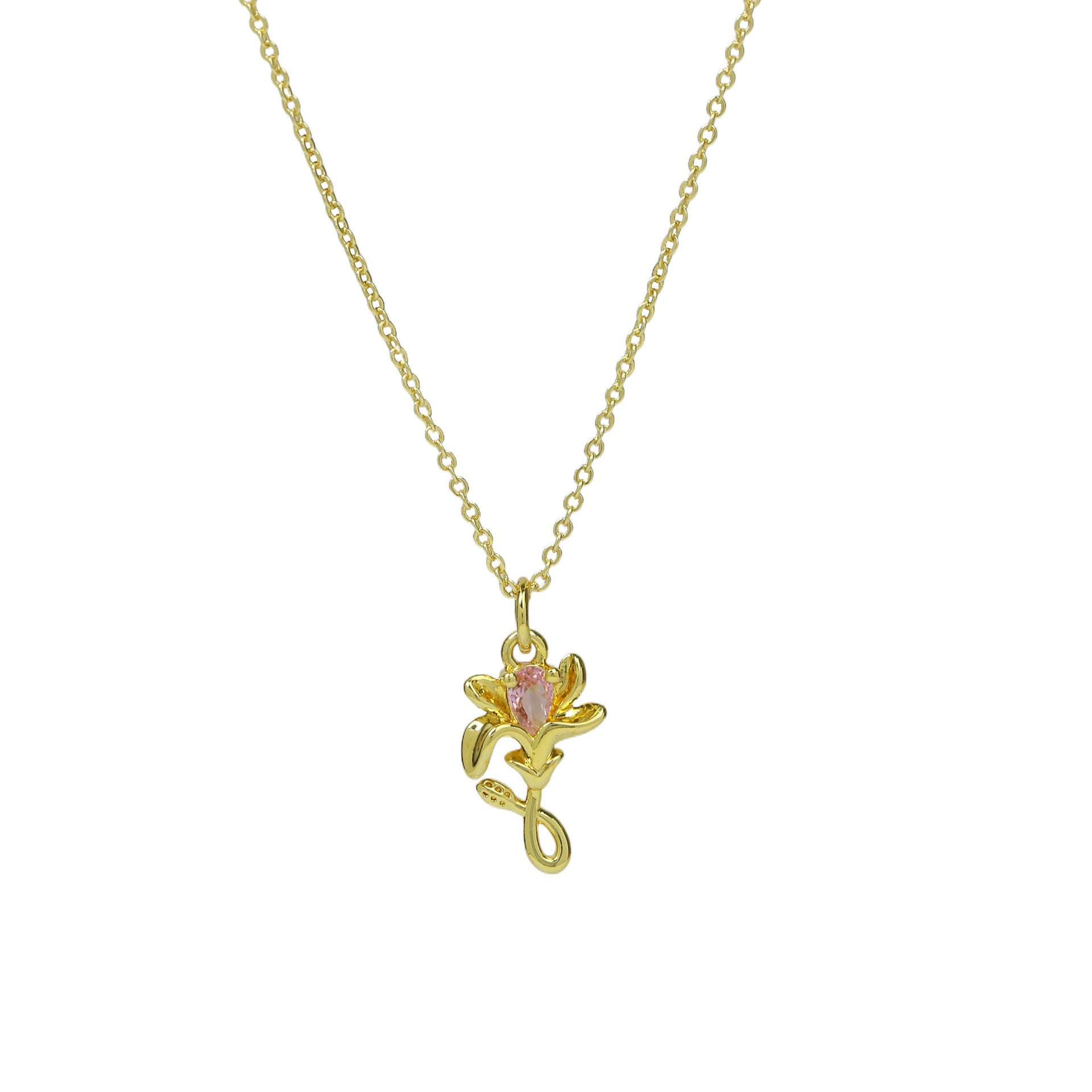 Wholesale Cute little zircon flower pendant necklace