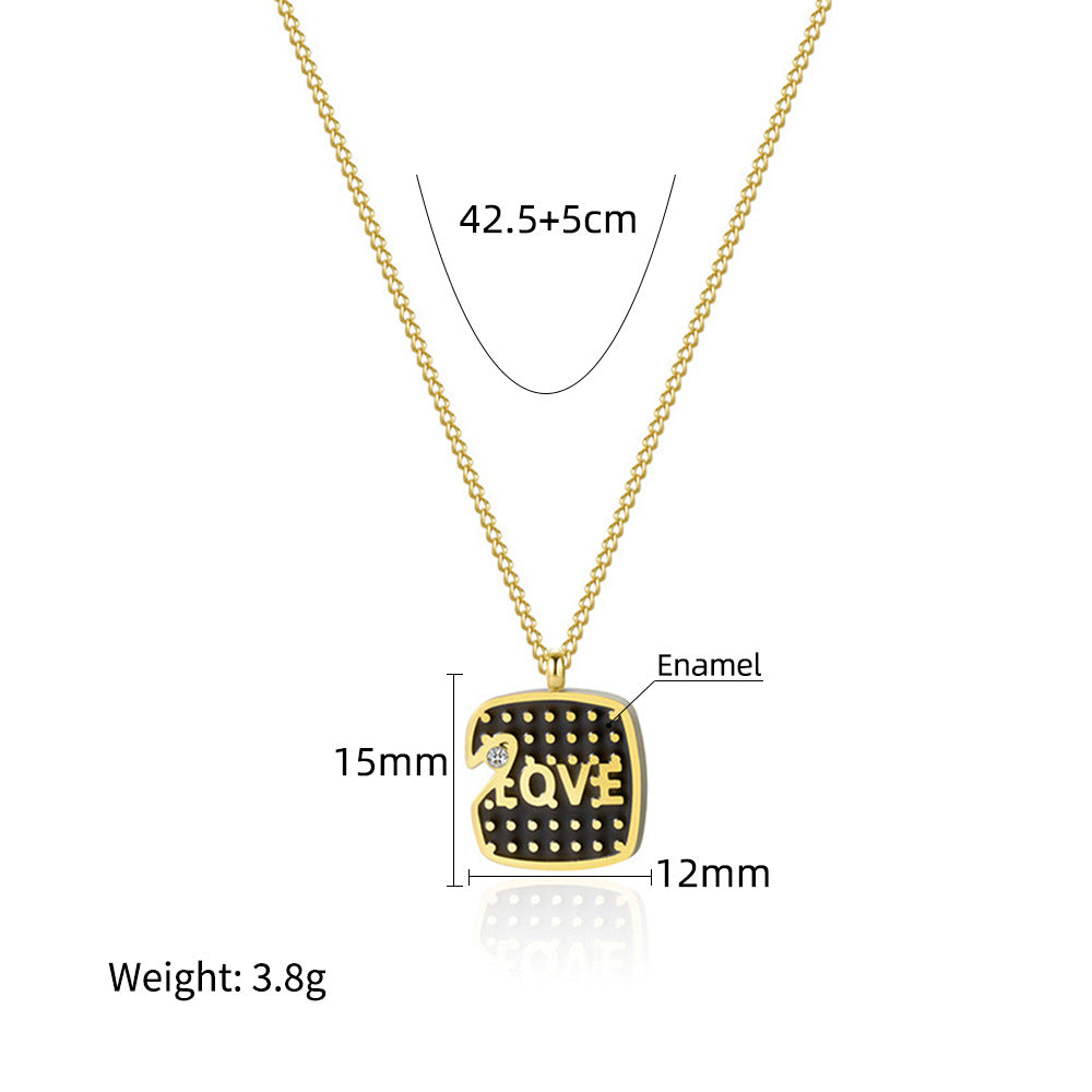 Wholesale  oil dripping necklace moon pattern titanium steel gold-plated necklace