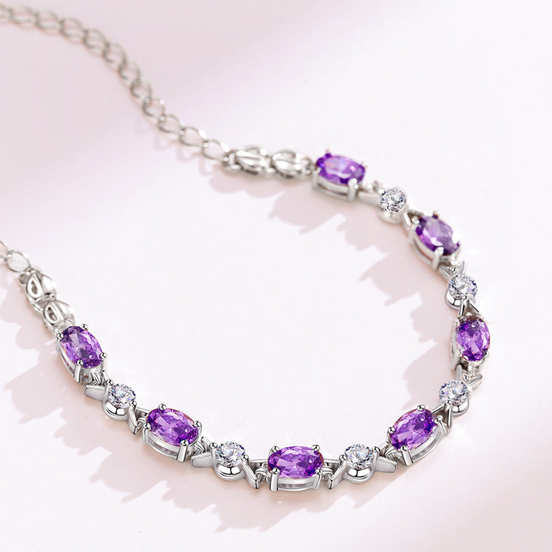 Wholesale 925 Silver Amethyst Bracelet