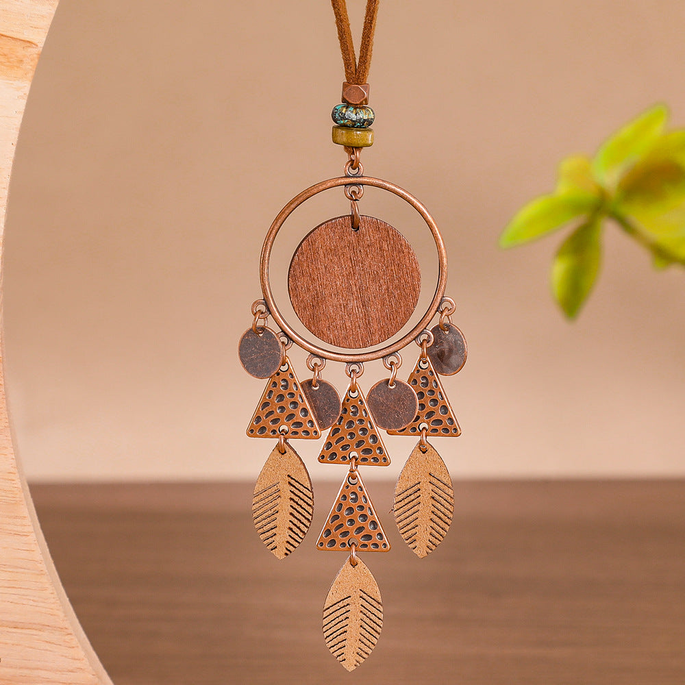 Wholesale Bohemian Tassel Necklace Fishbone Shell Coffee Color Holiday Style Jewelry Accessory Boutique Resale