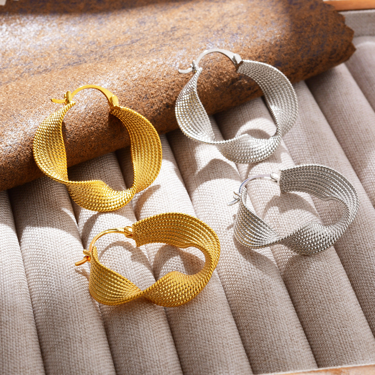 Wholesale twisted woven twist ear buckle  irregular exaggerated  earrings