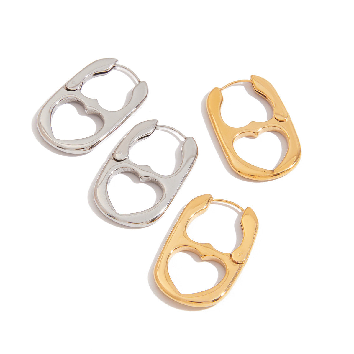 Wholesale 18K Gold Stainless Steel Smooth Can-Shaped Studs  Light Luxury Earrings