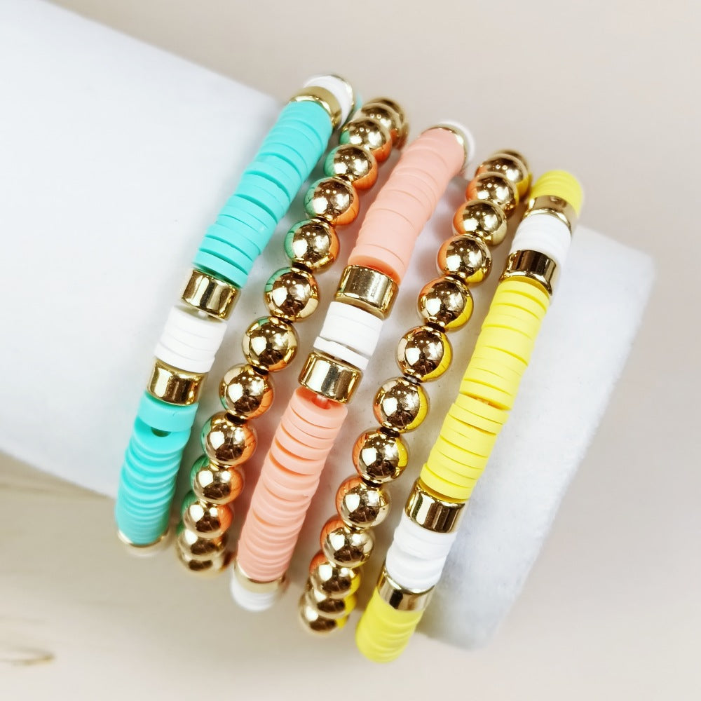 Wholesale Bohemian Retro Ethnic Style Colorful Beaded Acrylic Bracelet ACC-BT-JunJie007
