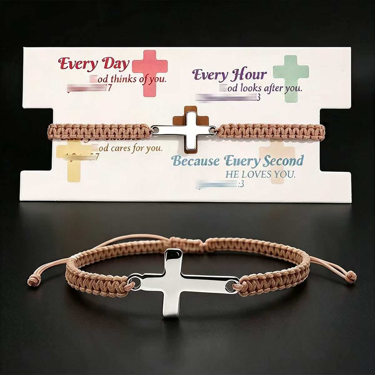Wholesale Red Handmade Woven Cross Bracelet Stainless Steel Unisex Couple Gift Fashion Accessory