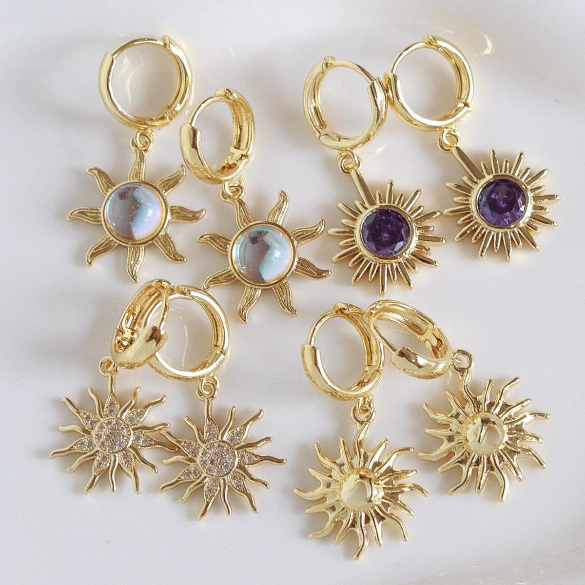 Wholesale Geometric Sun Pendant Earrings - Retro Zinc Alloy Plated Fashion Accessory for Women