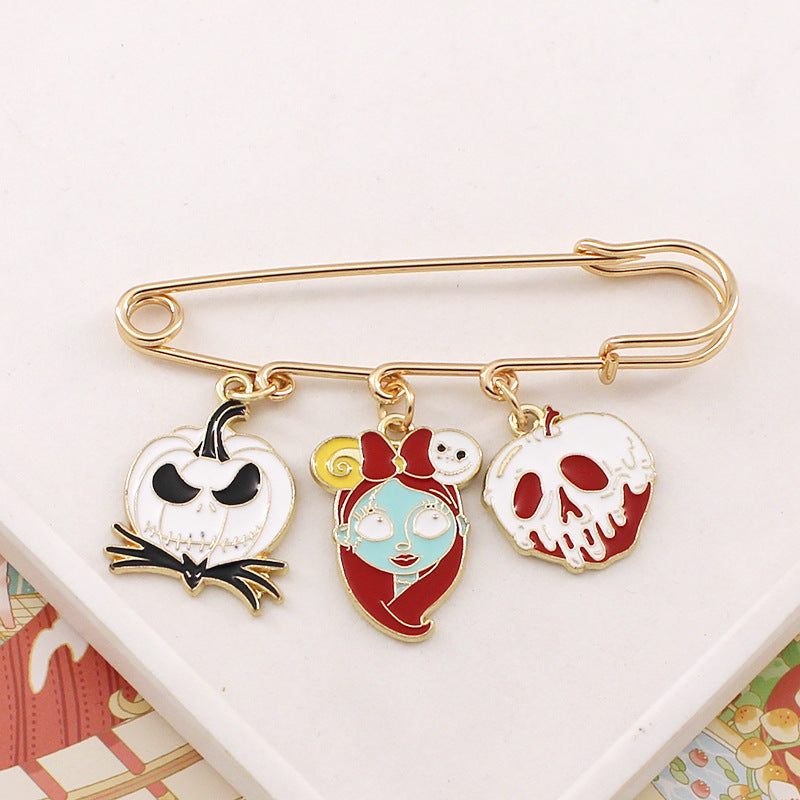 Wholesale Halloween Horror Funny Alternative Skull Alloy Oil Drip Badge Pin Brooch ACC-BCH-liyao002