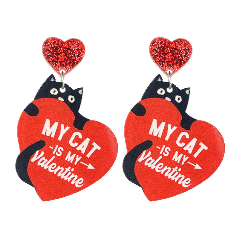 Wholesale 2Pairs/pack Valentine's Day Acrylic Cat Food Earrings ACC-ES-HY200