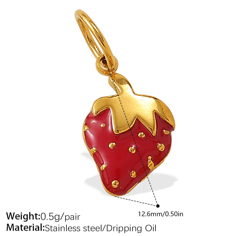 Wholesale  Oil Dripping Watermelon Strawberry Fruit Stainless Steel Pendants