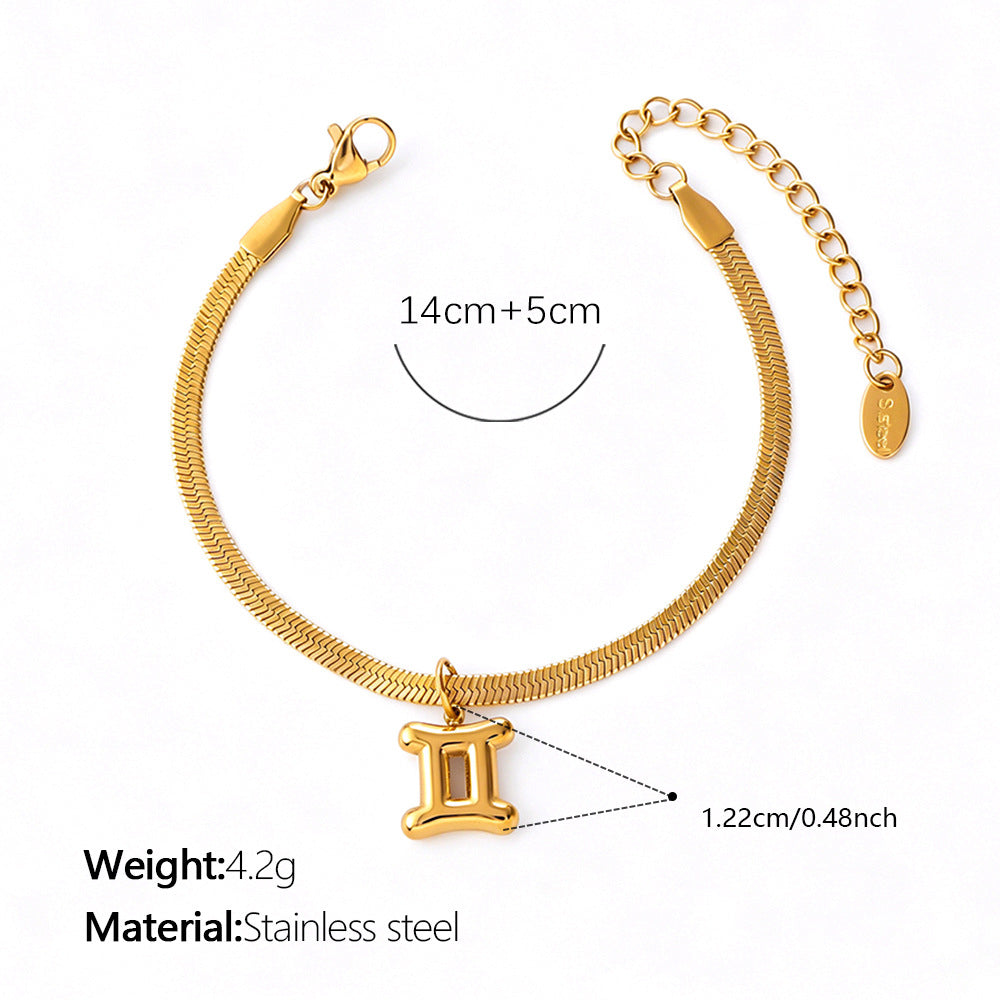 Wholesale Vintage Zodiac Stainless Steel Bracelet 18K Gold Plated Travel Souvenir Jewelry Accessory