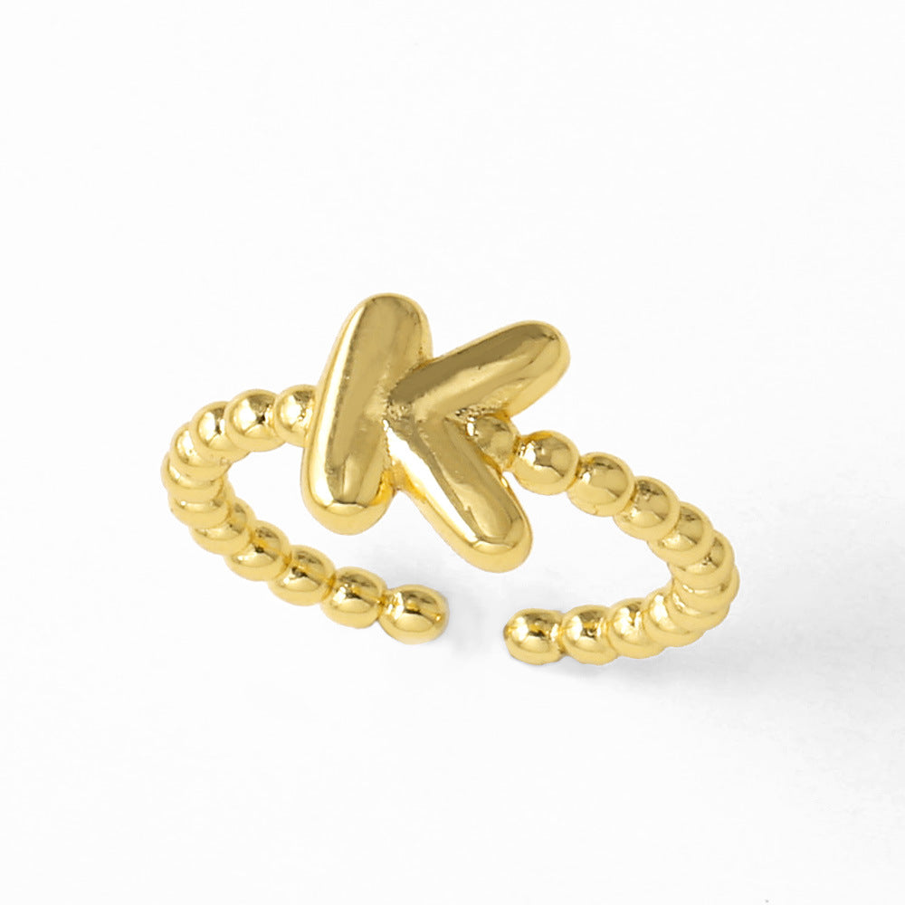 Wholesale 26 English letter rings gold-plated open rings