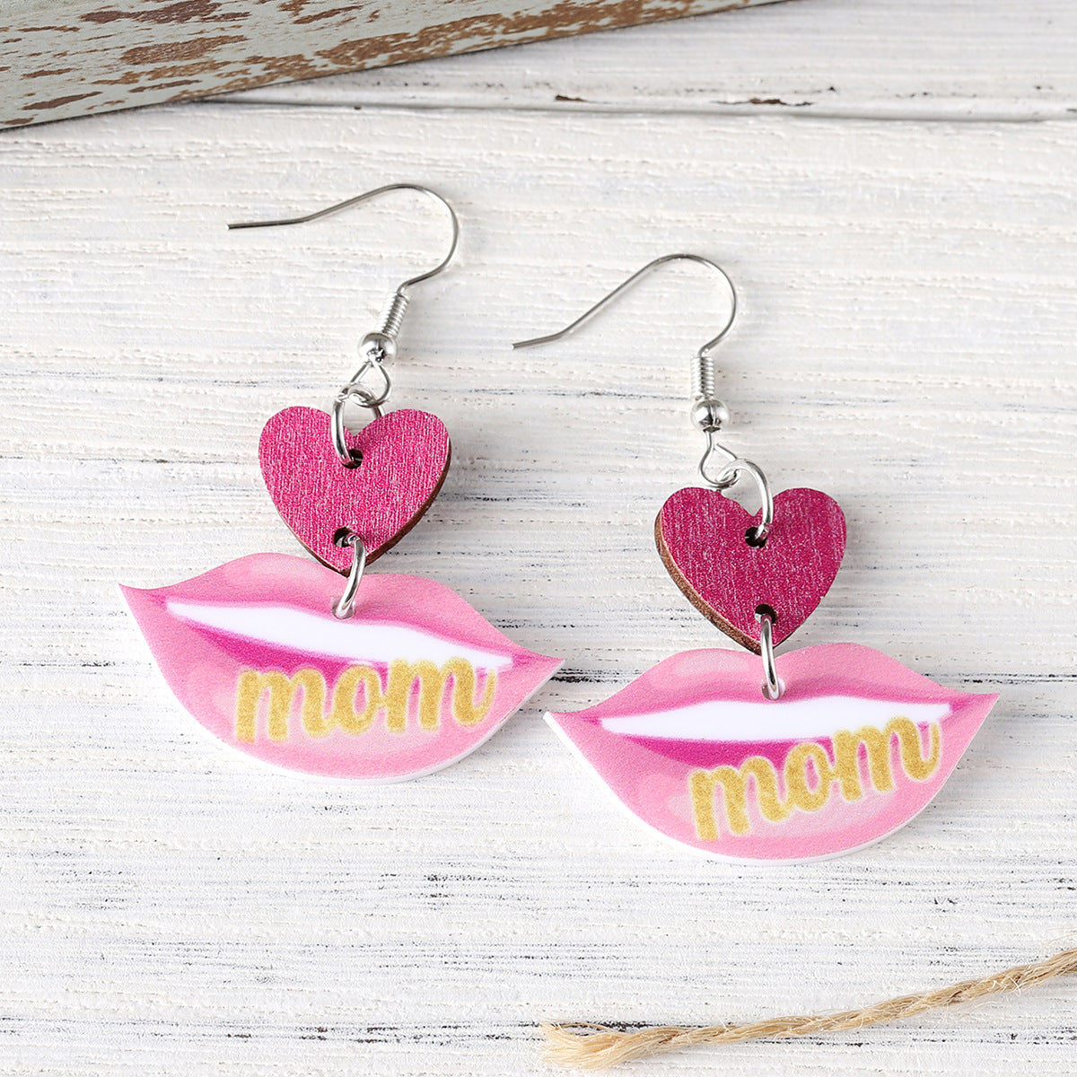 Wholesale  Mother's Day Lips Love Pendant Earrings