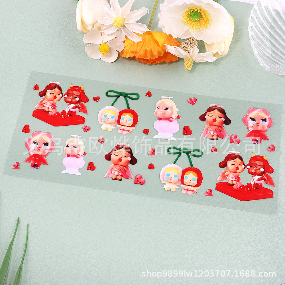 Wholesale 16oz cartoon transfer stickers,  crystal stickers,  tear-off crystal labels,  glass stickers