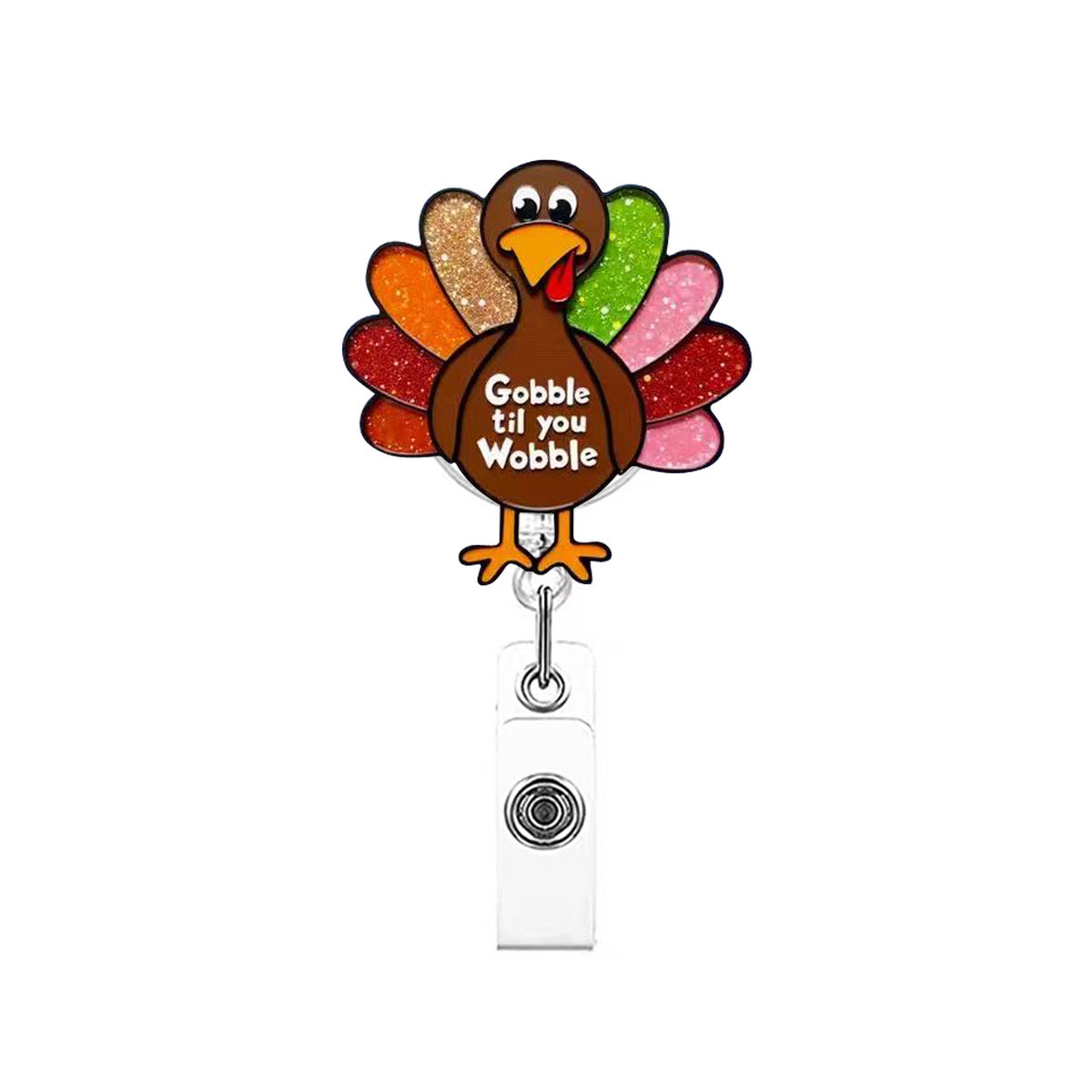 Wholesale Acrylic Badge Reels Christmas Medical Work ID Clip-on Badge with Retractable Buckle