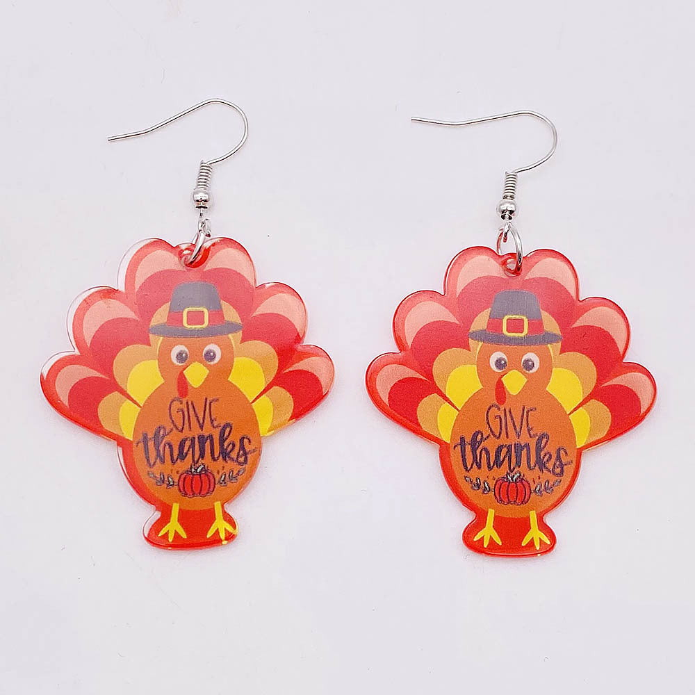 Wholesale Thanksgiving Turkey Acrylic Dangle Earrings ACC-ES-ChenY077